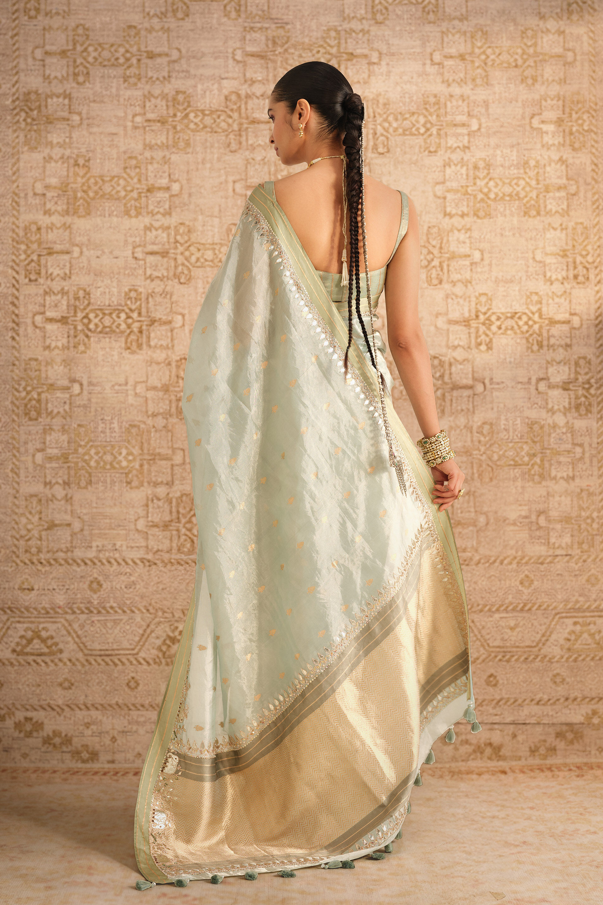 Asvitha Handwoven Benarasi Silk Saree - Sage